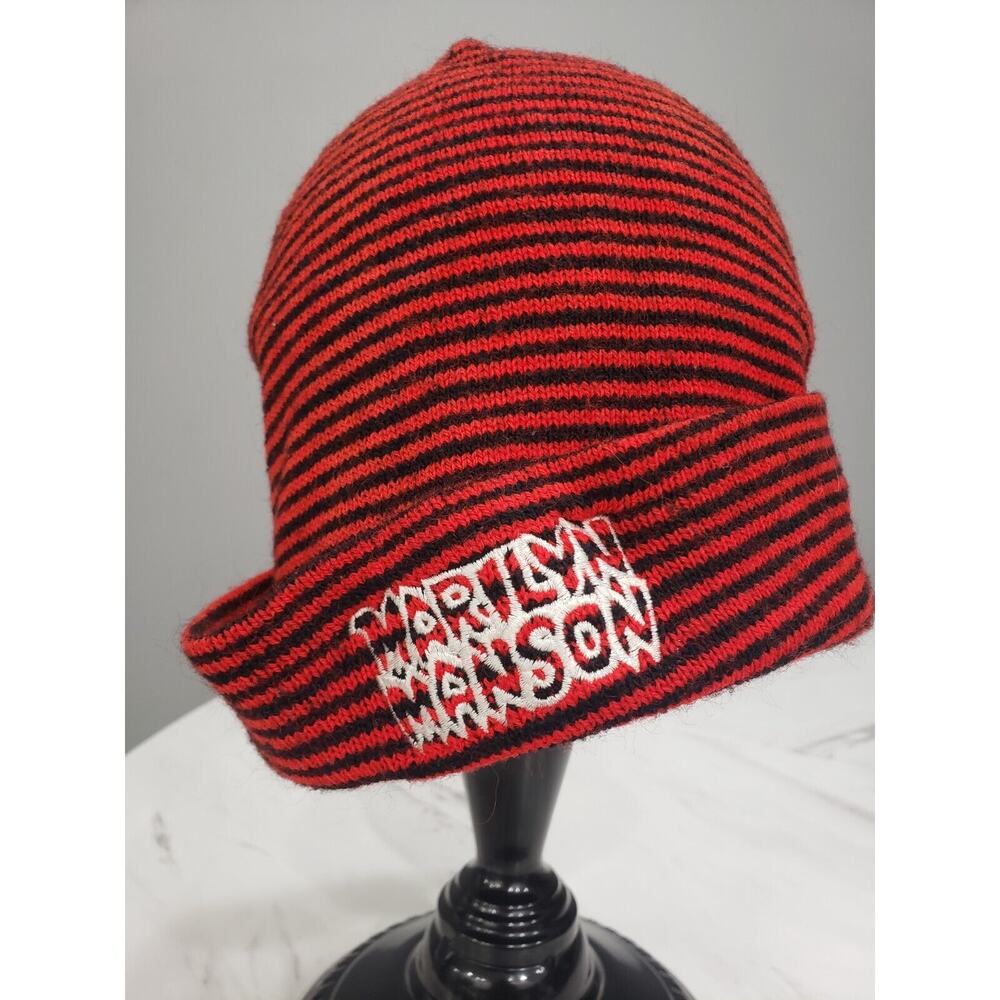 VINTAGE Marilyn Manson 1990s Antichrist‎ Superstar Shock Logo Beanie Authentic